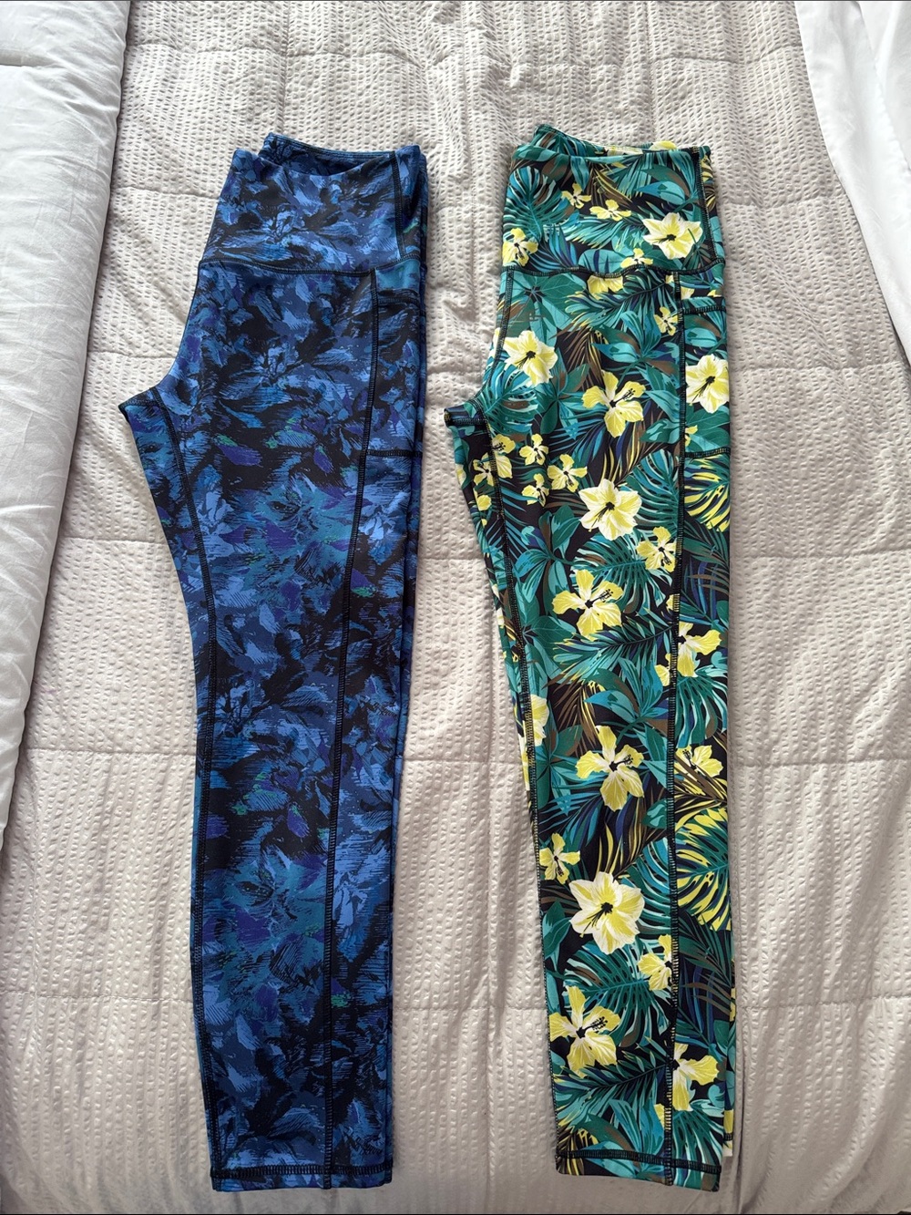 Women's High-Rise Floral & Blue Patterned Leggings - Pair